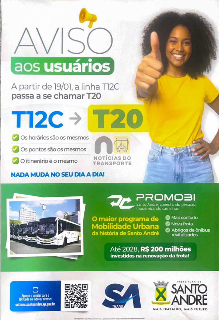 NT EXPRESS: Linha T12C passa a se chamar T20 em Santo André